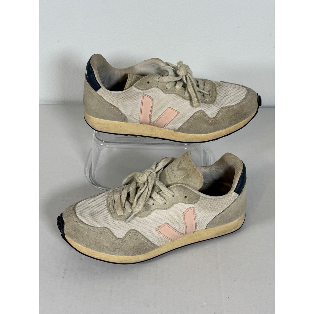Veja V-10 Women's Sneakers Beige Pink Suede Mesh Lace Up